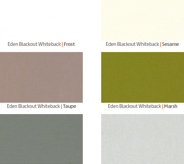 Eden Blackout White Back colours, set 1